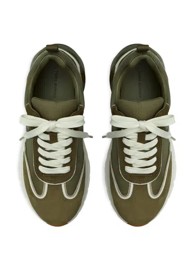 Tory Burch Good Luck Sneakers Contrast Stitching In Green