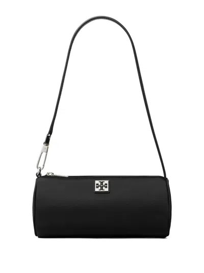 Tory Burch Virginia Nylon Cylindrical Shoulder Bag In Black