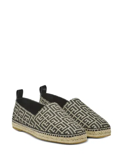 Balmain Monogram Jacquard Espadrilles In Black