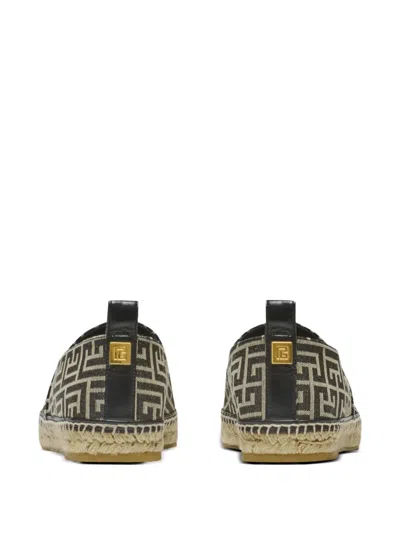 Balmain Monogram Jacquard Espadrilles In Black