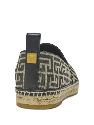 Balmain Monogram Jacquard Espadrilles In Black