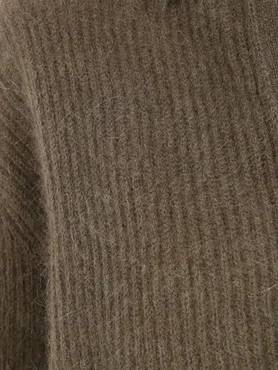 Uma Wang Long Sleeve Ribbed Polo Shirt Design In Brown