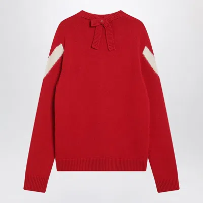 Valentino Garavani Intarsia Wool Jumper In Red