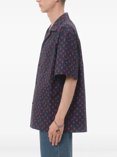 Valentino Garavani Bowling Shirt With Cherryfic Print In Blue
