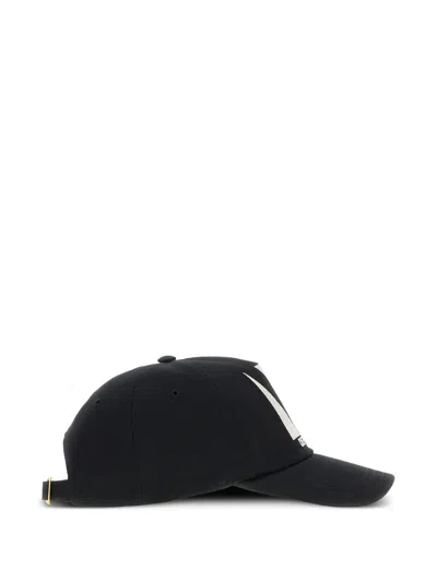Valentino Garavani Cotton Baseball Cap With Embroidery And Curved Brim In Black