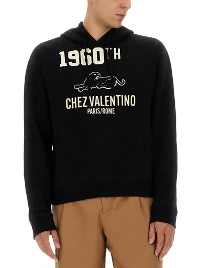 Valentino Garavani Hoodie With Logo Print In Black