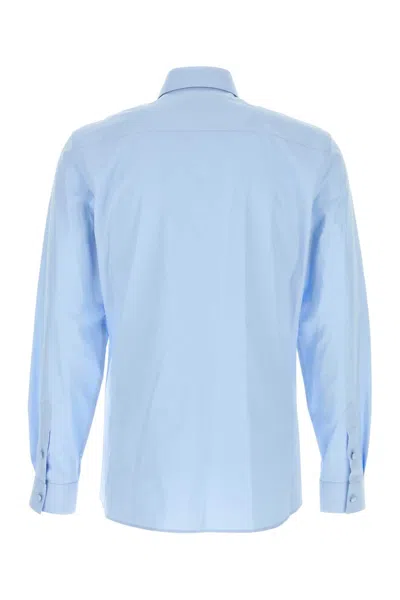 Valentino Long Sleeve Poplin Shirt Featuring Collar In Blue