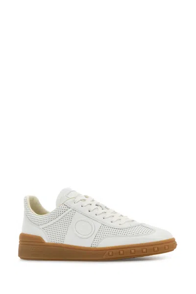 Valentino Garavani Nappa Leather Upvillage Round Toe Sneakers In White