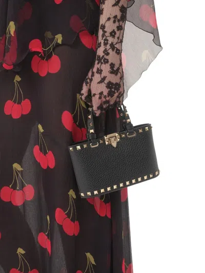 Valentino Garavani Rockstud Mini Shopping Bag In Grainy Calfskin Woman Black Uni