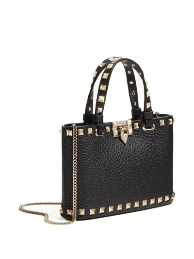 Valentino Garavani Rockstud Mini Shopping Bag In Grainy Calfskin Woman Black Uni