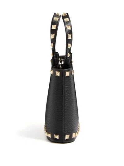 Valentino Garavani Rockstud Mini Shopping Bag In Grainy Calfskin Woman Black Uni