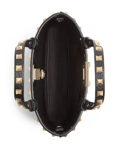 Valentino Garavani Rockstud Mini Shopping Bag In Grainy Calfskin Woman Black Uni
