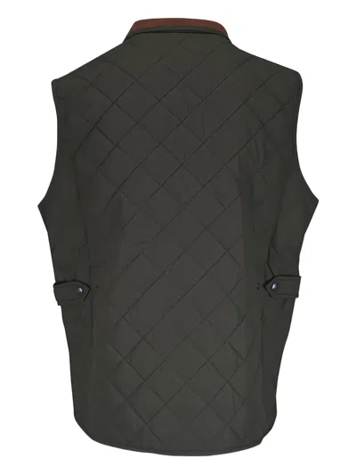 Peter Millar Quilted Collared Gilet In Brown