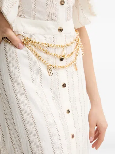 Fracomina Ruffled Buttoned Midi Dress In Neutral