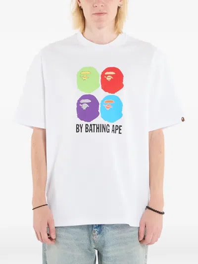 A Bathing Ape Multi Ape Head T-shirt In White
