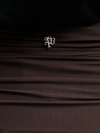 Aniye By Scandal Ruched Semi-sheer Midi Skirt In Brown