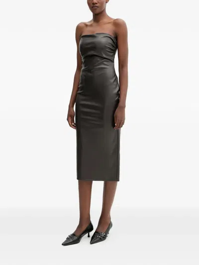 Aniye By Carly Strapless Split Midi Dress In Brown