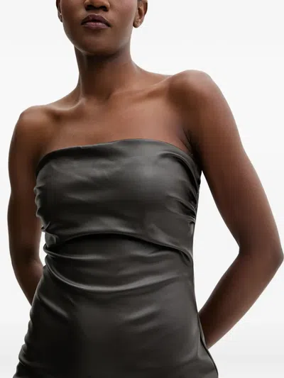 Aniye By Carly Strapless Split Midi Dress In Brown