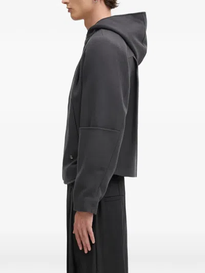 Ader Error Hooded Zip Jacket In Gray