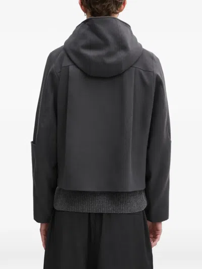 Ader Error Hooded Zip Jacket In Gray