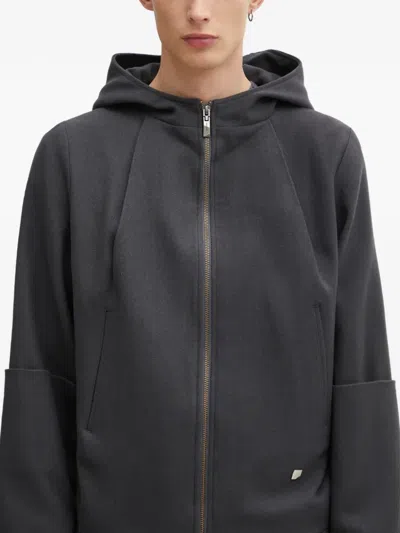 Ader Error Hooded Zip Jacket In Gray