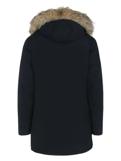 Woolrich Arctic Parka With Detachable Fur Hood In Blue