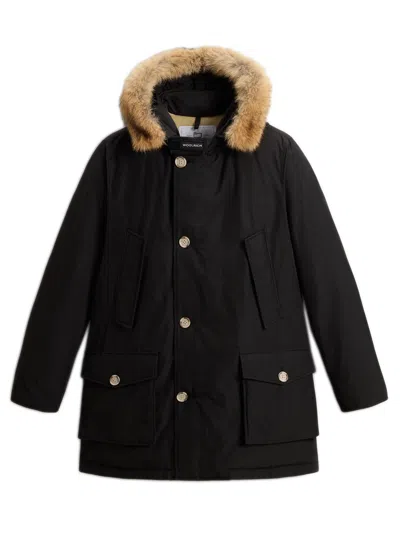 Woolrich Arctic Parka In Ramar Cloth With Removable Fur In Blue
