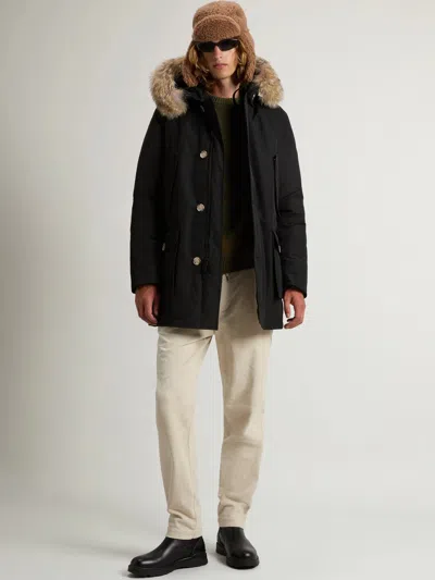Woolrich Arctic Parka In Ramar Cloth With Removable Fur In Blue