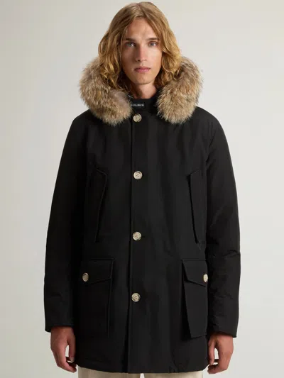 Woolrich Arctic Parka In Ramar Cloth With Removable Fur In Blue