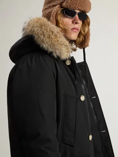 Woolrich Arctic Parka In Ramar Cloth With Removable Fur In Blue