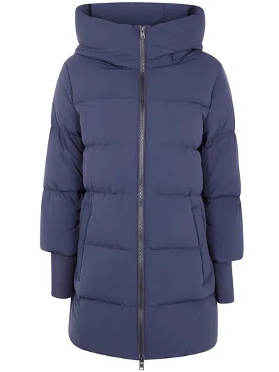 Woolrich Cloud Down Jacket In Stretch Nylon With A Matte Finish In Blue