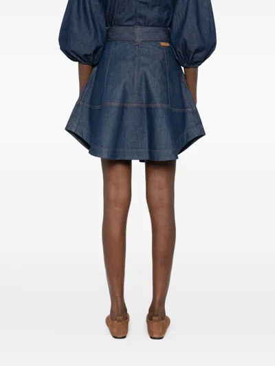 Zimmermann Denim Cargo Mini Skirt In Blue