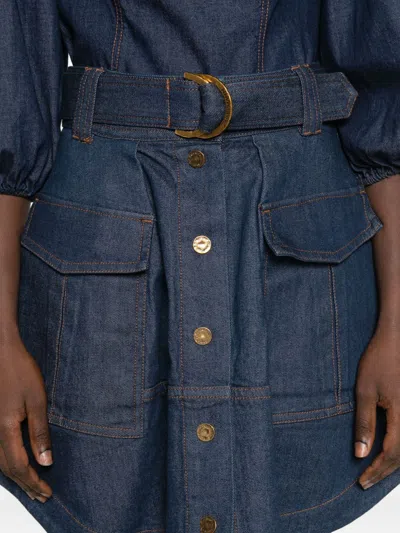 Zimmermann Denim Cargo Mini Skirt In Blue