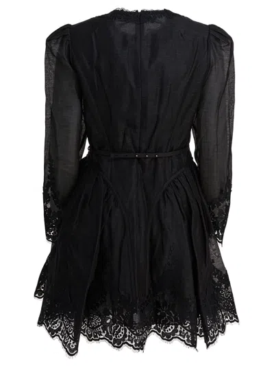 Zimmermann Hypnotic Lace Mini Dress In Black