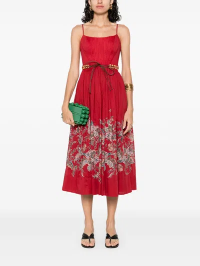 Zimmermann Rhiannon Corset Midi Dress In Red