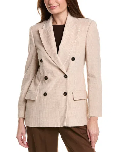 Brunello Cucinelli Beige Double-breasted Jacket In Wool And Cashmere In Brown