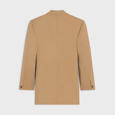 Celine Colonne Jacket In Diagonal Wool In Brown