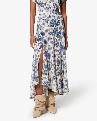 Isabel Marant Sakura Pleated Floral-print Silk-blend Midi Skirt In Blue