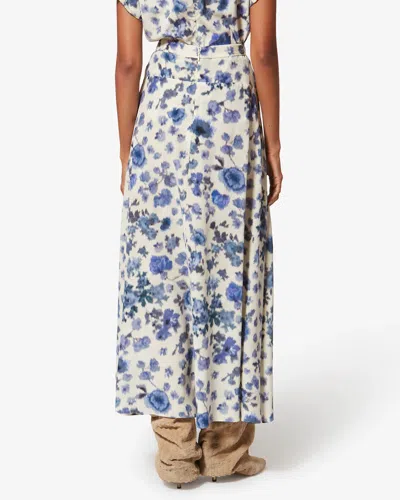 Isabel Marant Sakura Pleated Floral-print Silk-blend Midi Skirt In Blue
