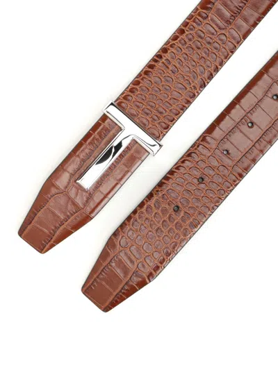Tom Ford Shiny Printed Croc Reversible T Belt 40 Mm Belts Brown In Brown