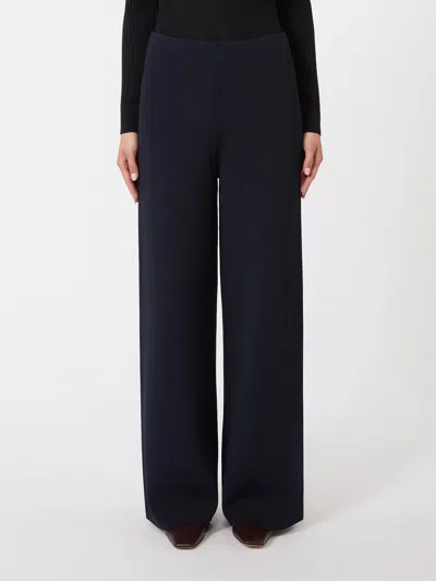 Max Mara Viscose Crepe Knit Trousers In Black