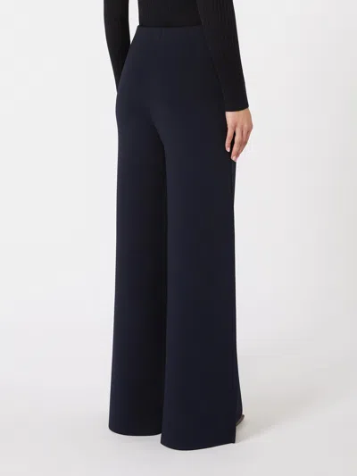 Max Mara Viscose Crepe Knit Trousers In Black
