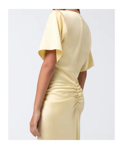 The Andamane Vanilla-coloured Iris Dress With Draping In White