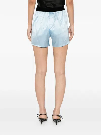 Tom Ford Stretch Silk Satin Pj Shorts In Blue