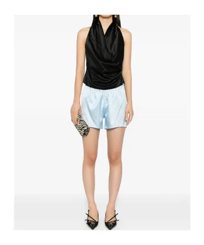 Tom Ford Stretch Silk Satin Pj Shorts In Blue