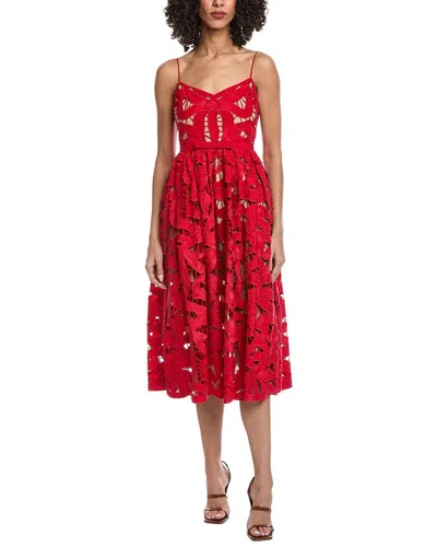 Self-portrait Self Portrait Embroidered Midi Dress With Bow In Red