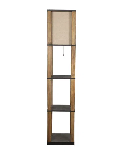 Lamps Per Se 68in Wood Shelf Floor Lamp With Fabric Shade In Brown