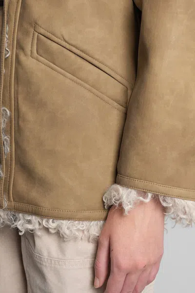 Isabel Marant Étoile Isabel Marant Etoile Women Beige Shearling Coat With High Collar And Button Closure In Leather And F In Brown