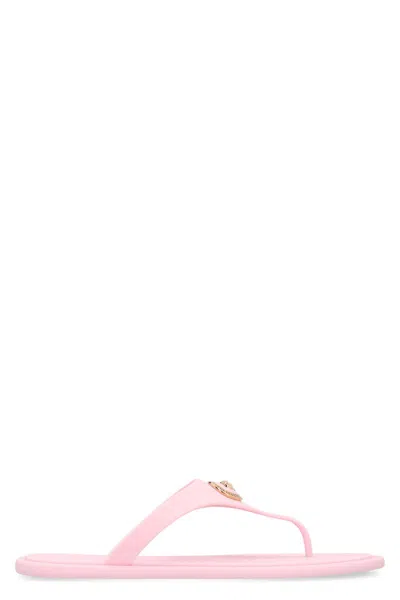 Versace Alia Medusa Rubber Thong Sandals In Pink
