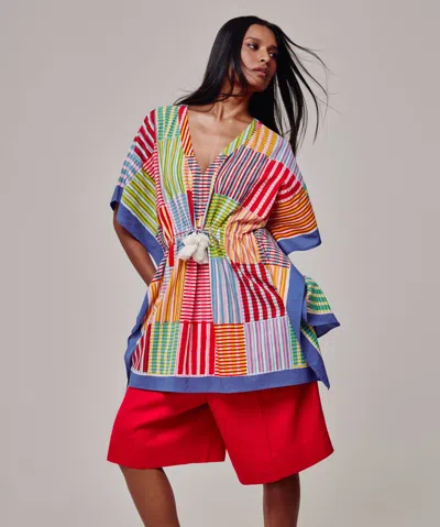 Echo New York Stripe Illusion Butterfly Caftan In Multi